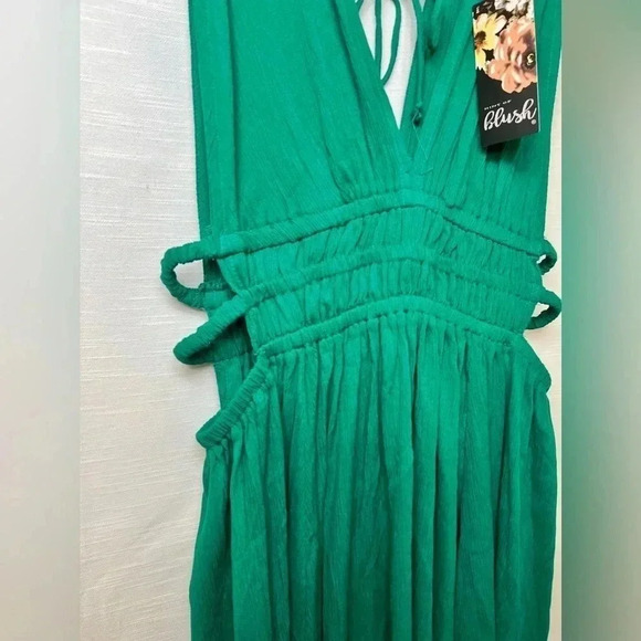 BLUSH Ruched Waist Plunge Mini Dress - Picture 5 of 10